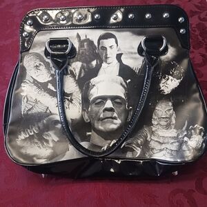 Black and White Graphic Monster Bag